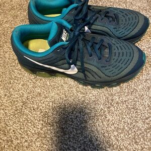 Nike Blue and Green Sneakers with Breathable Mesh